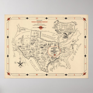 Poster A Texan's Map of the United States