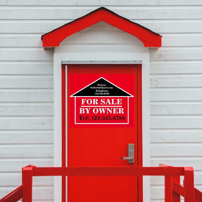 Poster À VENDRE PAR LE PROPRIÉTAIRE immobilier sur mesure (Sell it fast with a bold "FOR SALE BY OWNER" sign. Customized Sale, Rent or Lease posters available.)