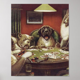 Poster A Waterloo - Chiens Jouant Au Poker - Cassius Cool