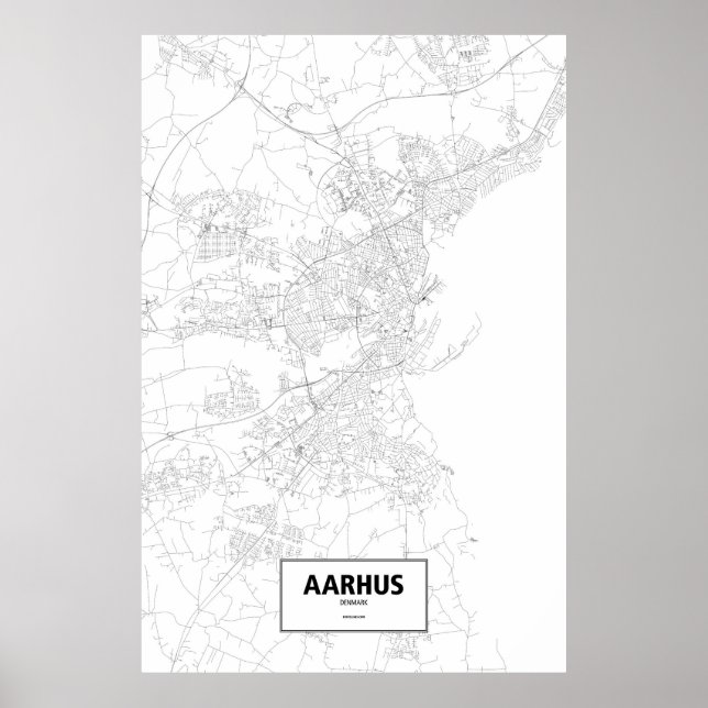 Poster Aarhus, Danemark (noir sur blanc) (Devant)