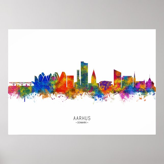 Poster Aarhus Danemark Skyline (Devant)