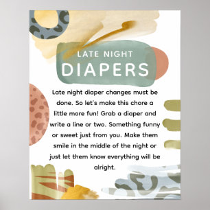 Poster Abastract Baby shower 'Late Night Diaper'