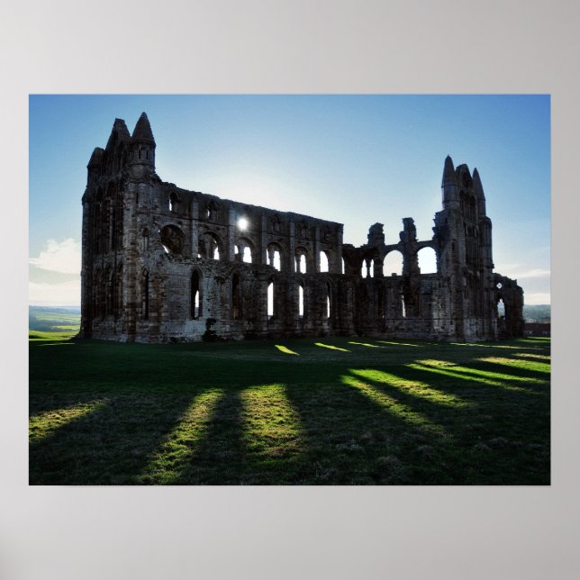 Poster Abbaye de Whitby au coucher du soleil (Devant)