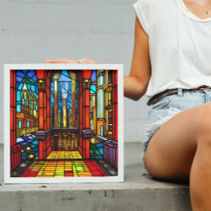 Poster Abbaye en verre coloré Art numérique