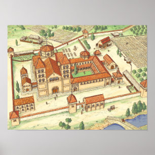 Poster Abbaye romane. Modèle