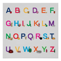 ABC Alphabet lettres d'apprentissage Happy Foods D