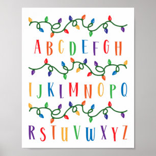 Poster ABC Alphabet Mur lumières de Noël