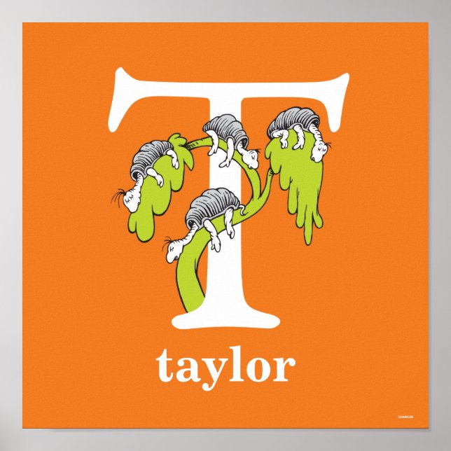 Poster ABC du Dr Seuss : Lettre T - Blanc | Ajouter Votre (Devant)