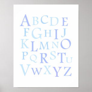 Poster ABC Nursery Blue Typographie Imprimer