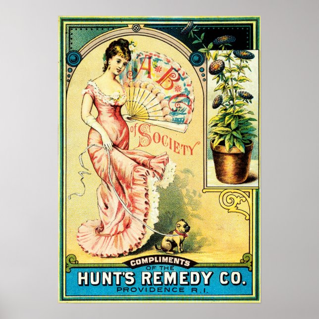 Poster ABC OF SOCIETY Hunt's Remedy Victorian Medicine (Devant)