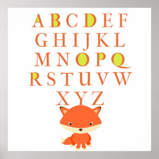 Poster ABC pour enfants avec un mignon Fox