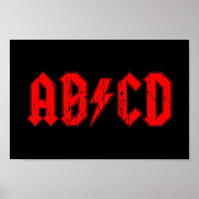 Poster ABCD rock musique drôle symbole faux acdc blague é (Devant)