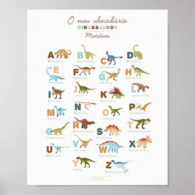 Poster Abecedário Dinossauros (portugais) (Devant)