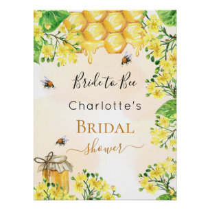 Poster Abee Fête des mariées mariée aux fleurs jaunes