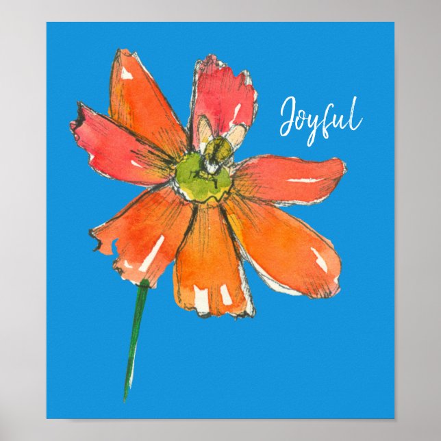 Poster Abee Joyful Orange Daisy Flower Mots positifs (Devant)