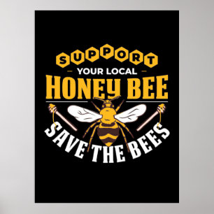 Poster Abeille à miel Sauver les abeilles