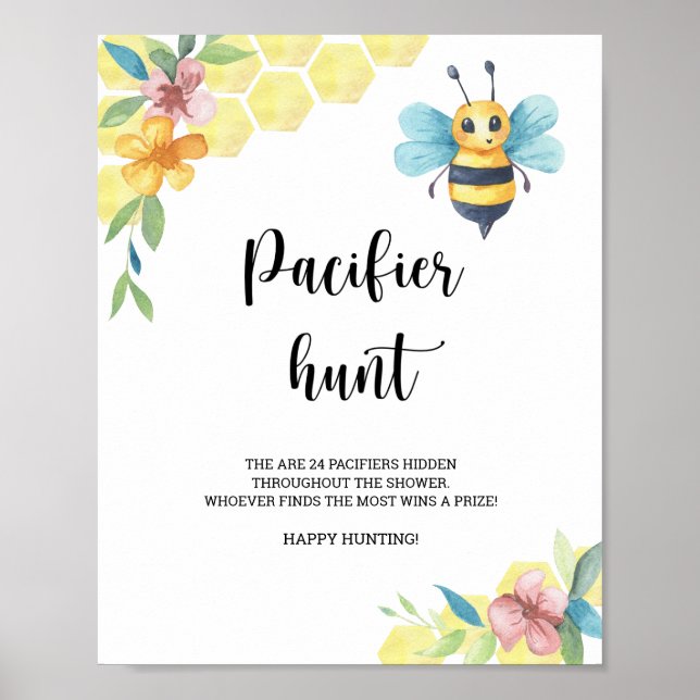Poster Abeille - chasse à la suce jeu de baby shower (Devant)