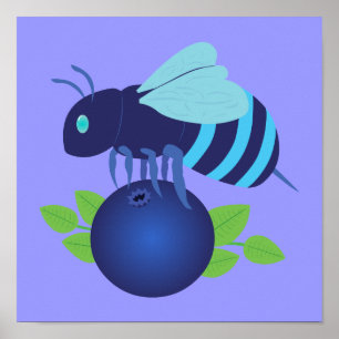 Poster Abeille de bleuet