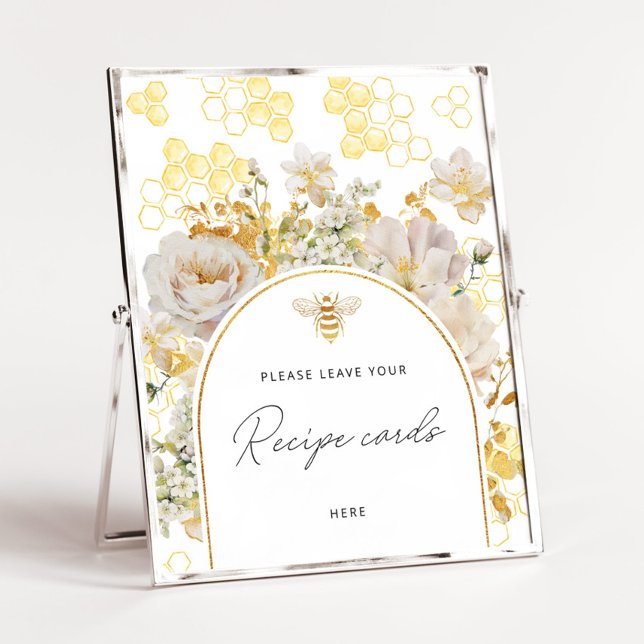 Poster Abeille fleur sauvage laissez votre carte de recet (Créateur téléchargé)