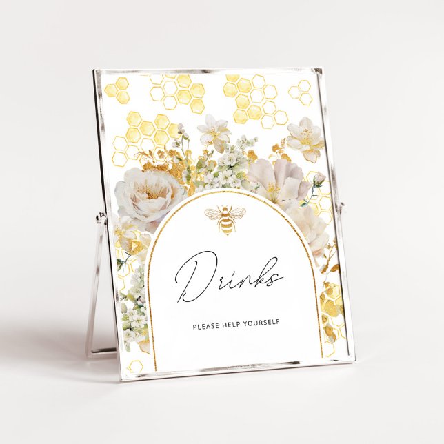 Poster Abeille fleurie d'or Boissons vous aider (Créateur téléchargé)