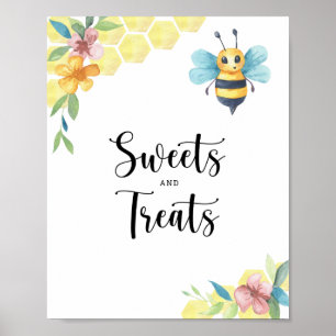 Poster abeille florale - douceurs et friandises baby show