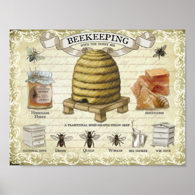 Poster Abeille Garder Avec Les Abeilles De Miel (Devant)