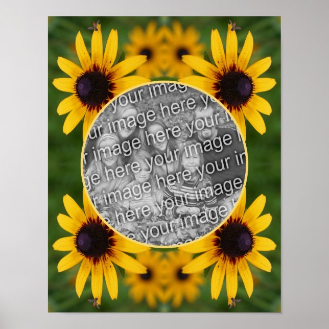 Poster Abeille Sur Black Eyed Susan Flower Ajouter votre  (Devant)