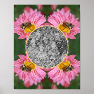 Poster Abeille Sur Le Cadre Fleur Rose Daisy Ajouter Votr