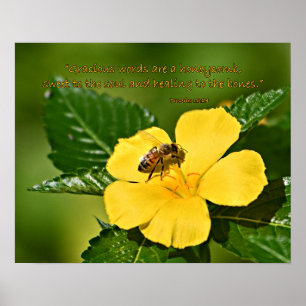 Poster Abeille sur une fleur, Proverbes 16:24