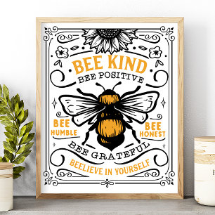 Poster Abeille Type Abeille Positif Abeille Humble mignon
