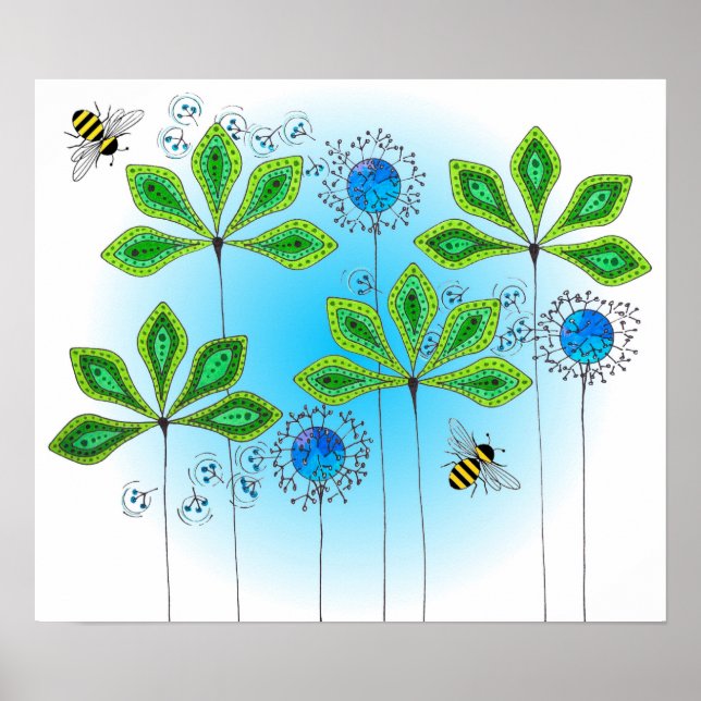 Poster Abeille verte feutrée (Devant)