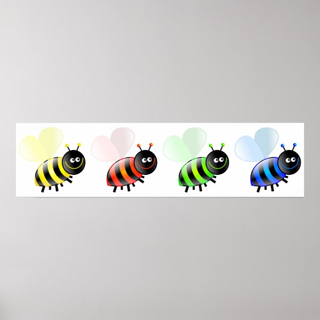 Poster Abeilles colorées (Devant)