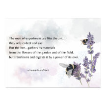 Abeilles en Lavande avec Citation Da Vinci Imprime