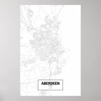 Aberdeen, Écosse (noir sur blanc)