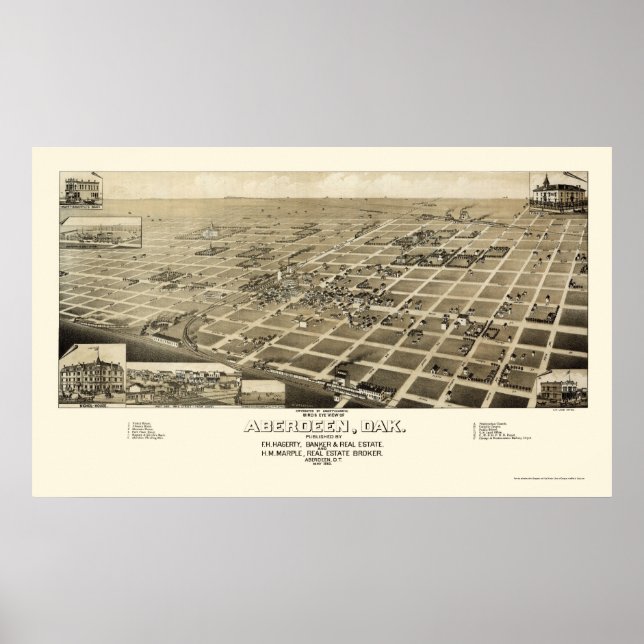 Poster Aberdeen, SD Carte panoramique - 1883 (Devant)
