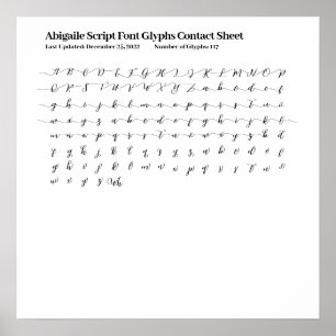 Poster Abigaile Script Police Glyphes Contact Feuille Pos