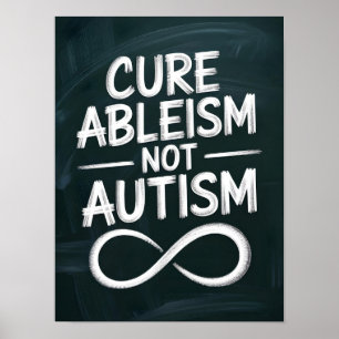 Poster Ableisme Cure, pas autisme Devis de style de tab