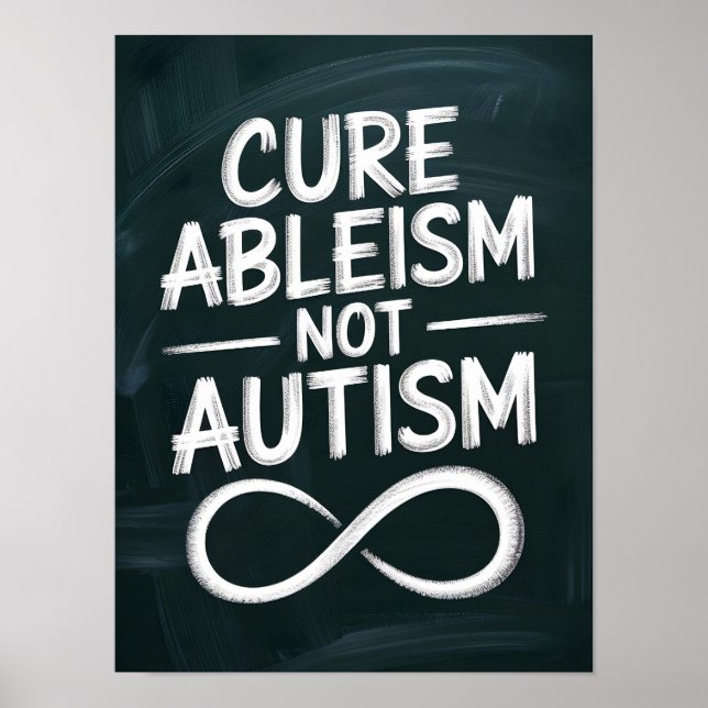 Poster Ableisme Cure, pas autisme | Devis de style de tab (Devant)