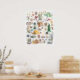 Poster Abondance d'Automne   Illustrations aquarelles rus