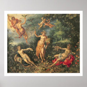 Poster Abondance et les quatre éléments, c.1606 (huile