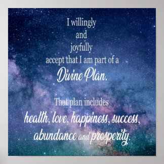 Poster Abondance et prospérité Plan divin Affirmation