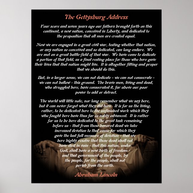 Poster Abraham Lincoln - Adresse Gettysburg (Devant)