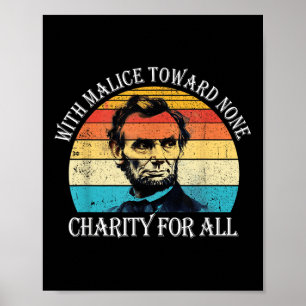 Poster Abraham Lincoln avec charité pour tous le 4 juille