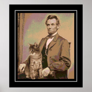 Poster Abraham Lincoln et son chat "Dixie"