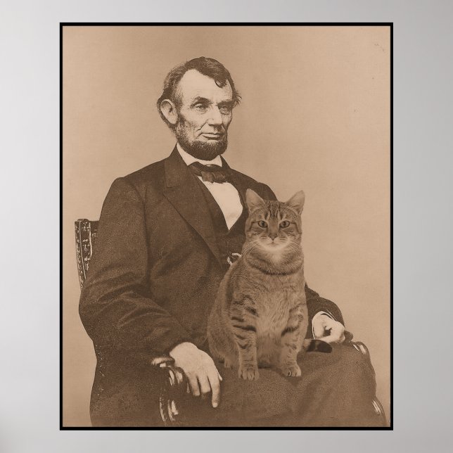 Poster Abraham Lincoln et son chat "Gloria" 2 (Devant)