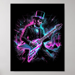 Poster Abraham Lincoln jouant de la guitare électrique Ab