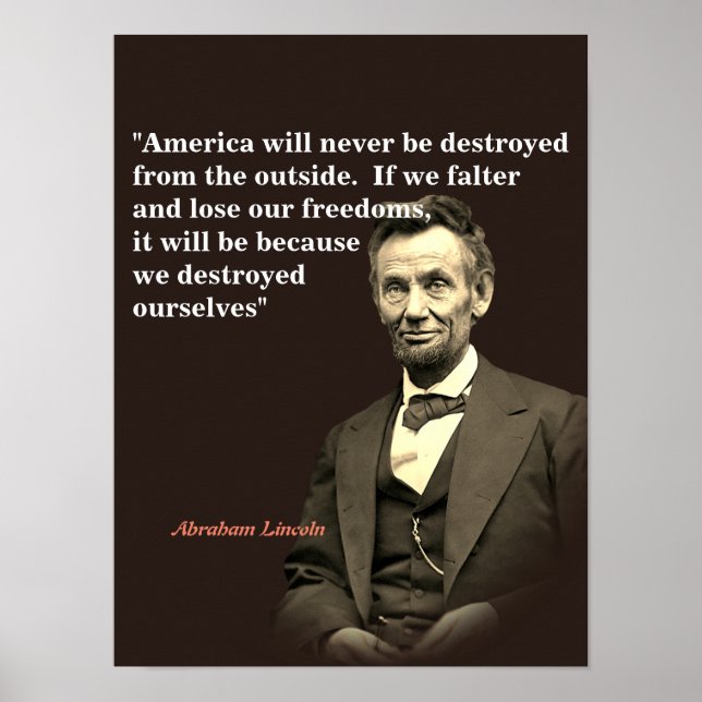 Poster Abraham Lincoln Quota On America's Destruction (Devant)
