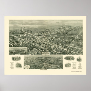 Poster Absecon, carte panoramique de NJ - 1924