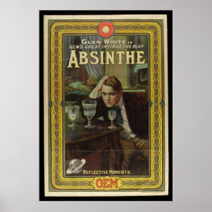 Poster Absinthe playbill publicité de jeu vintage