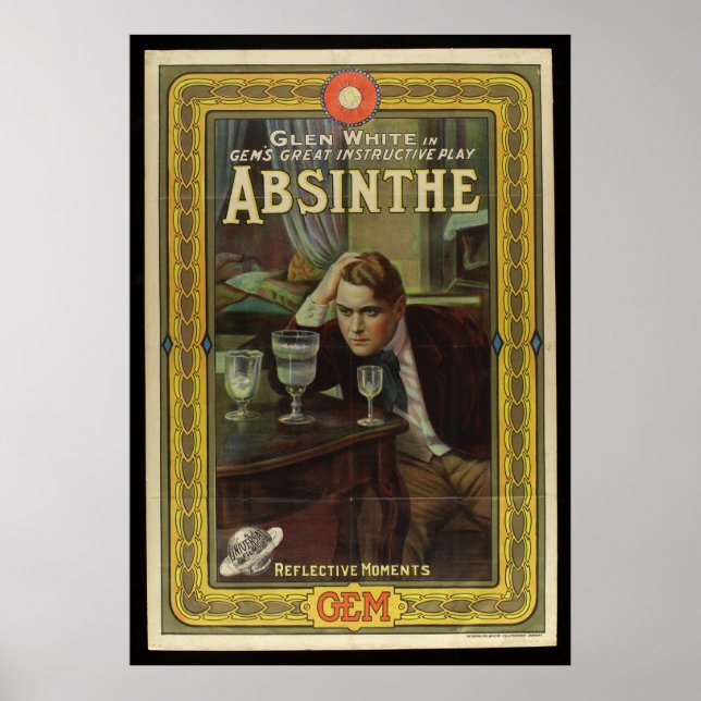 Poster Absinthe playbill publicité de jeu vintage (Devant)